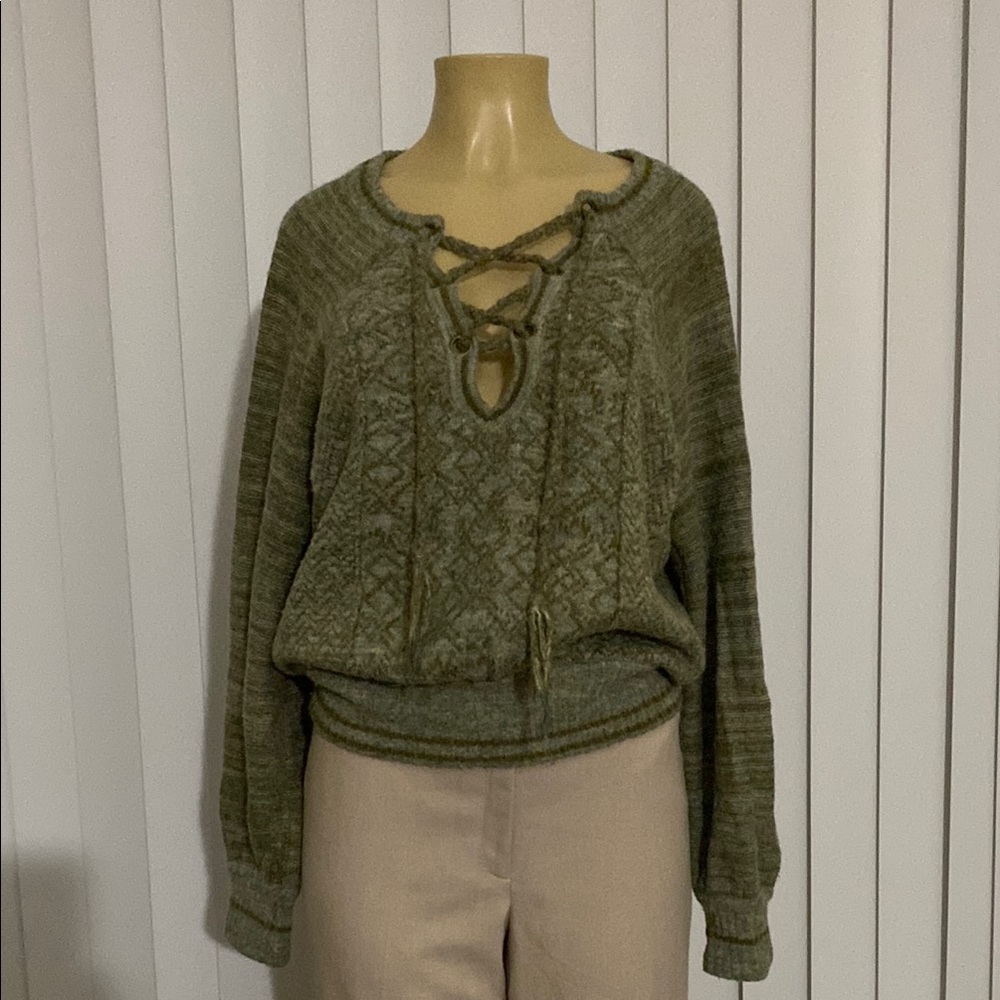 Free People Olive Green Wool Sweater